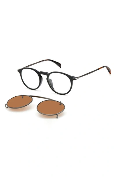 Shop David Beckham Eyewear 49mm Round Sunglasses In Black/ Brown