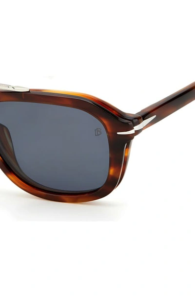 Shop David Beckham Eyewear 54mm Aviator Sunglasses In Brown Horn/ Blue