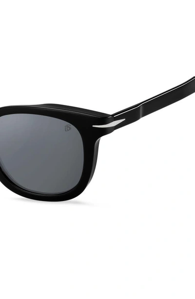 Shop David Beckham Eyewear 49mm Round Sunglasses In Black/ Silver Mirror
