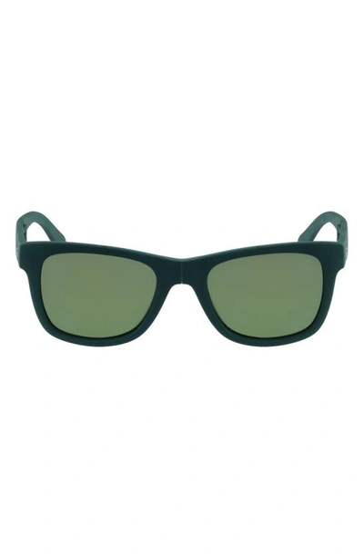 Shop Lacoste 52mm Foldable Retro Frame Sunglasses In Matte Green