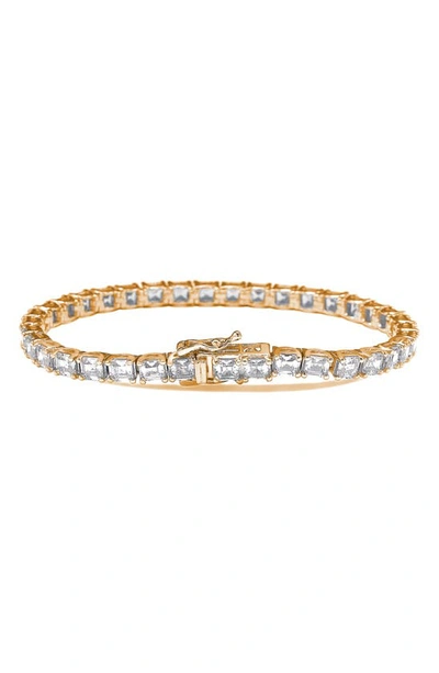 Suzy Levian Rose Gold Plate Sterling Silver Cubic Zirconia Tennis Bracelet In Rose