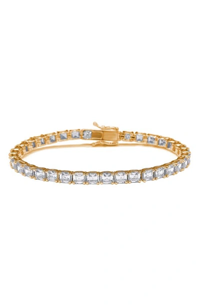 Suzy Levian Rose Gold Plate Sterling Silver Cubic Zirconia Tennis Bracelet In Rose