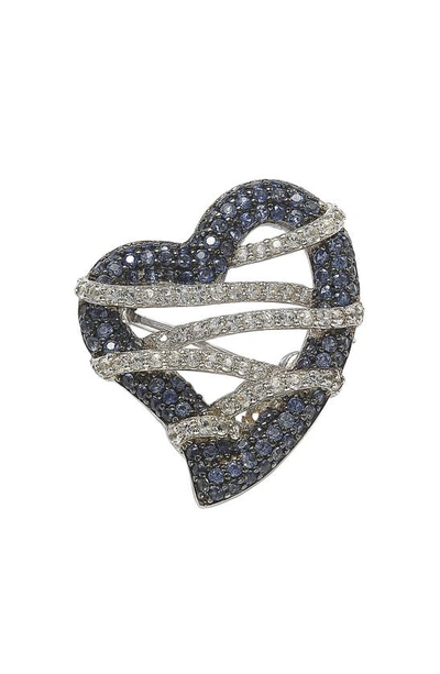 Shop Suzy Levian Wrapped Heart Sterling Silver White Sapphire Blue Sapphire Brown Diamond Brooch