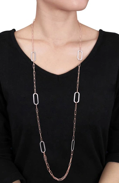 Shop Delmar Two Tone Paperclip Chain Necklace In Rose