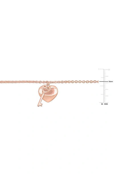 Delmar Heart & Key Charm Bracelet In Rose