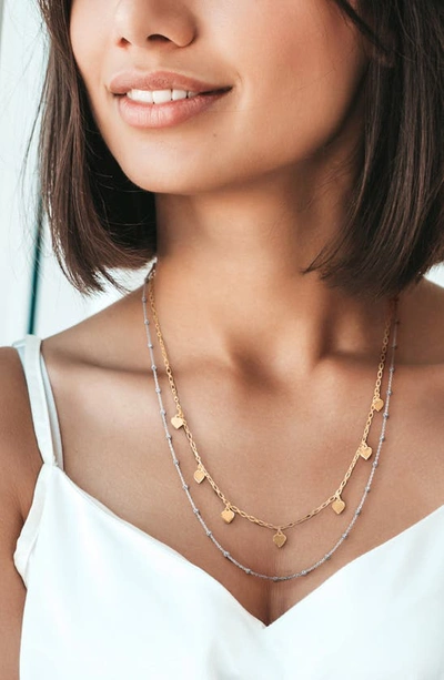 Delmar Two-tone Heart And Ball Bead Chain Necklace In Gold Silver Multi-color