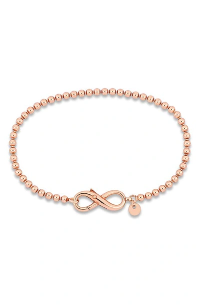 Delmar Infinity Symbol Bead Link Bracelet In Rose