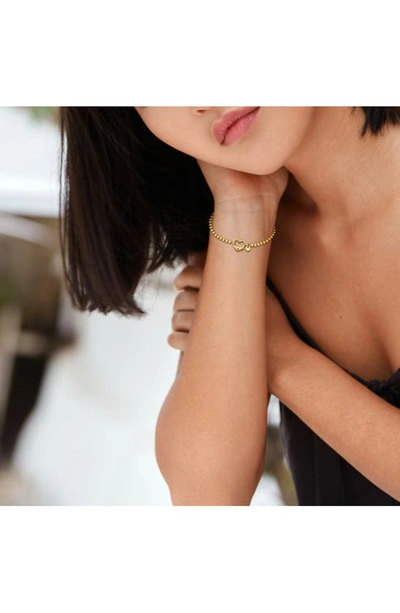 Delmar Open Heart Bead Link Bracelet In Gold