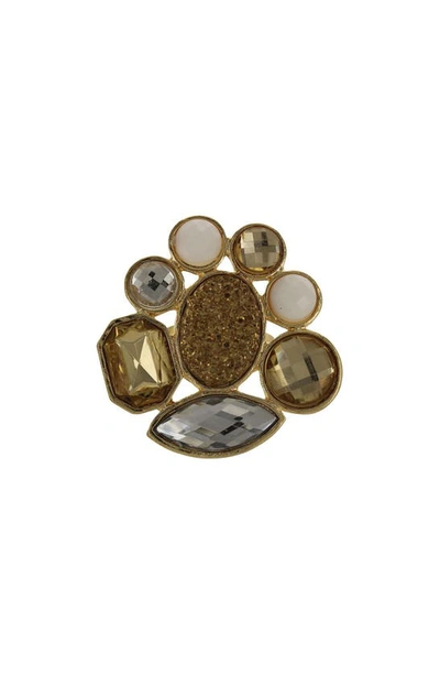 Shop Olivia Welles Circle Flower Druzy Ring In Gold / Natural