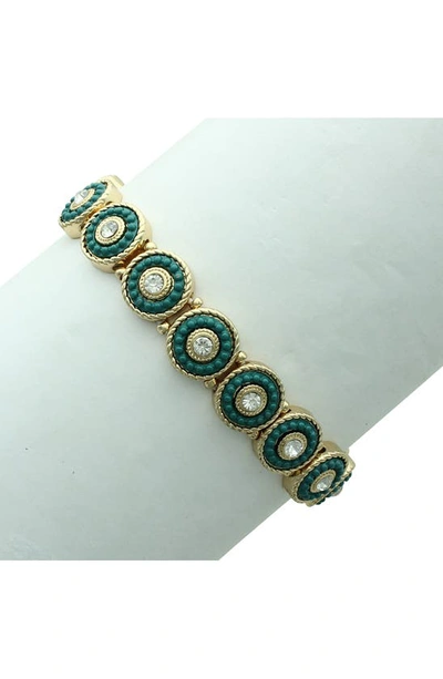 Shop Olivia Welles Full Circle Stretch Bracelet In Gold / Green / Clear