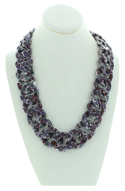 Shop Olivia Welles Amelia Speckled Link Necklace In Wine Multi