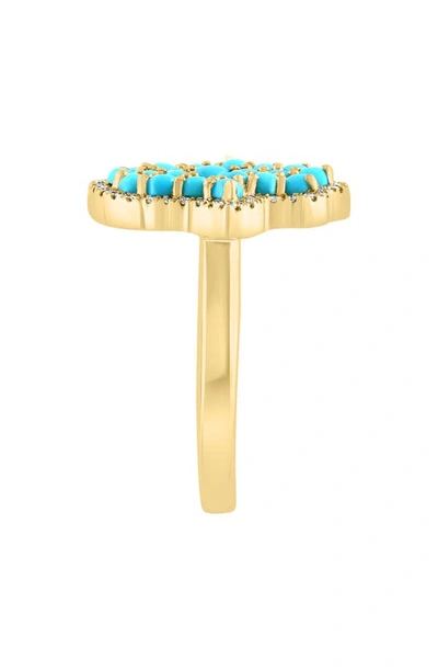 Shop Effy 14k Yellow Gold Hamsa Hand Turquoise & Diamond Ring In Blue