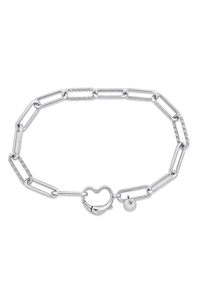 Delmar Heart Paperclip Link Bracelet In Silver