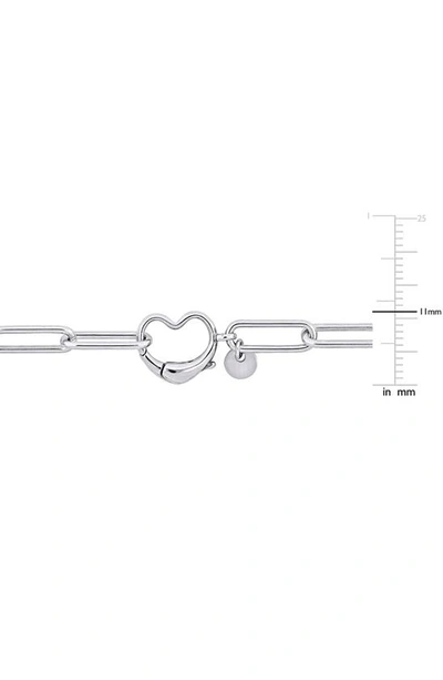 Delmar Heart Paperclip Link Bracelet In Silver