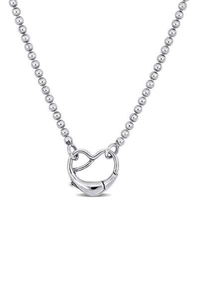 Shop Delmar Sterling Silver Ball Chain Heart Clasp Necklace