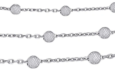 Delmar Sterling Silver Ball Station Chain Triple Strand Necklace In Silver
