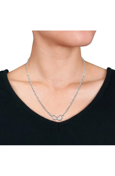 Delmar Open Heart Paperclip Link Necklace In Silver