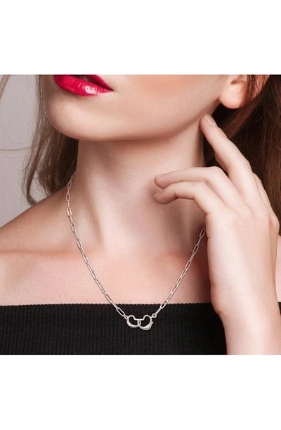 Delmar Open Heart Paperclip Link Necklace In Silver