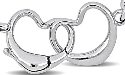 Delmar Open Heart Paperclip Link Necklace In Silver