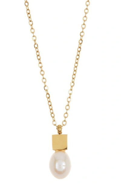 Shop Ed Jacobs Nyc Imitation Pearl Pendant Necklace In Gold/ Pearl
