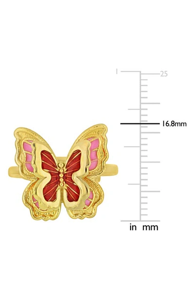 Delmar Enamel Butterfly Ring In Red Multi-color