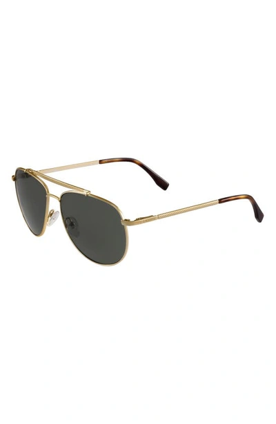 Shop Lacoste 57mm Aviator Sunglasses In Gold