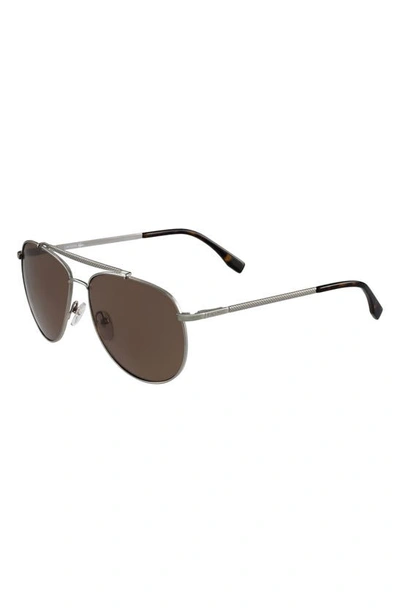Shop Lacoste 57mm Aviator Sunglasses In Gunmetal