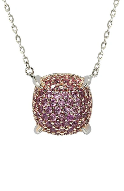 Shop Suzy Levian Pavé Sapphire Pendant Necklace In Pink