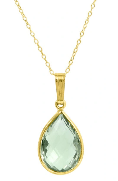 Shop Savvy Cie Jewels 18k Gold Plated Sterling Silver Semiprecious Stone Pendant Necklace In Green