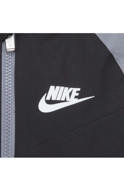 Nike Little Boys Split Futura Raglan Wind Runner In Black/ Smoke Grey