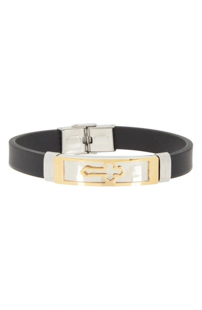 Shop Ed Jacobs Nyc Serenity Prayer Dog Tag Necklace & Cross Bracelet Set In Silver
