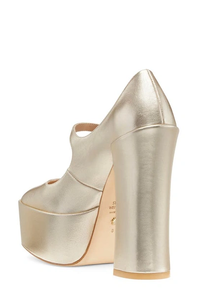 Stuart Weitzman Skyhigh 145 Mary Jane Platform Pump In Light Gold