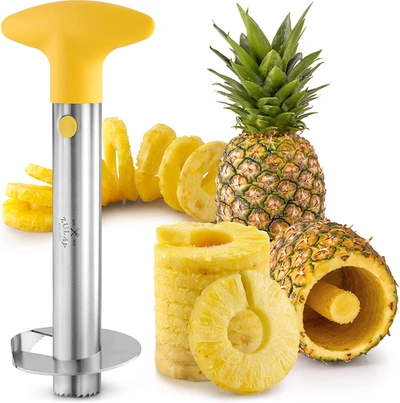 Zulay Kitchen Stainless Steel Pineapple Cutter For Easy Core Removal & Slicing In Yellow
