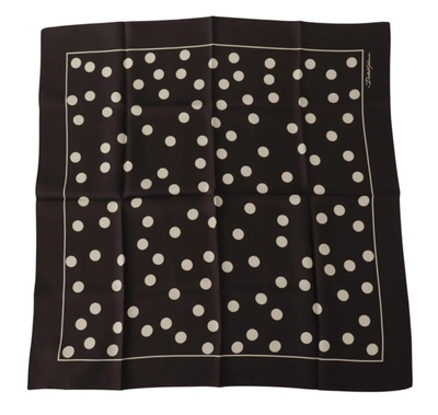 Shop Dolce & Gabbana Silk Dotted Square Bandana Handkerchief Men's Scarf In Black