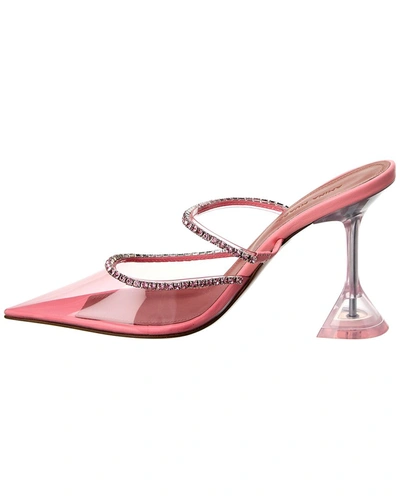 Amina Muaddi Gilda Vinyl & Leather Pump In Pink