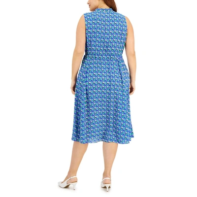 Shop Anne Klein Plus Womens V-neck Mid-calf Midi Dress In Multi