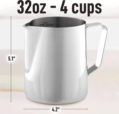 Zulay Kitchen 32oz Stainless Steel Milk Frothing Pitcher In Silver