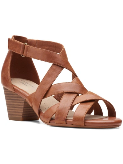 Shop Clarks Lorene Pop Womens Velcro Strap Block Heel Gladiator Sandals In Brown