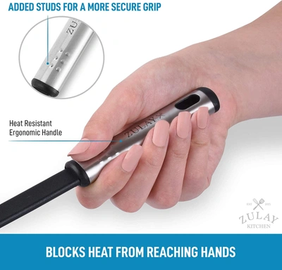 Zulay Kitchen Flexible Nylon Spatula Turner With Stainless Steel Ergonomic Handle In Black