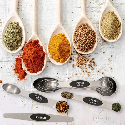 Zulay Kitchen Magnetic Measuring Spoons With Leveler In Silver