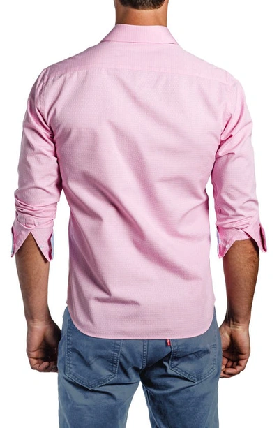 Shop Jared Lang Trim Fit Textured Cotton Dress Shirt In Light Pink