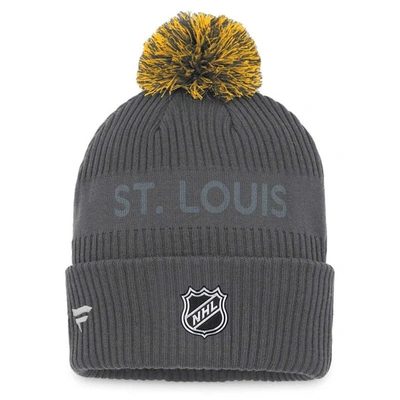 Shop Fanatics Branded Charcoal St. Louis Blues Authentic Pro Home Ice Cuffed Knit Hat With Pom