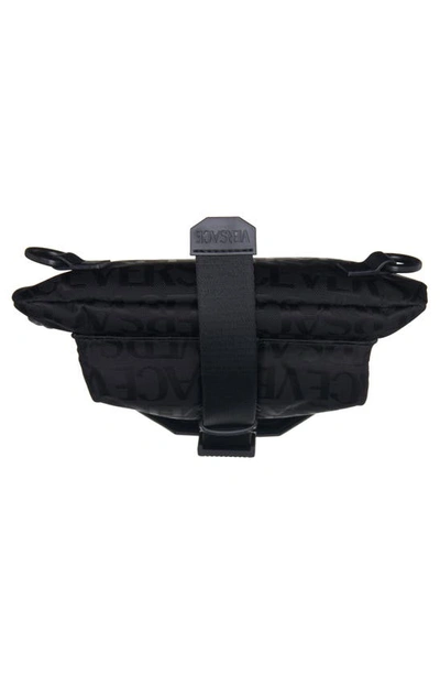 Shop Versace Logo Jacquard Sling Crossbody Bag In Black-ruthenium