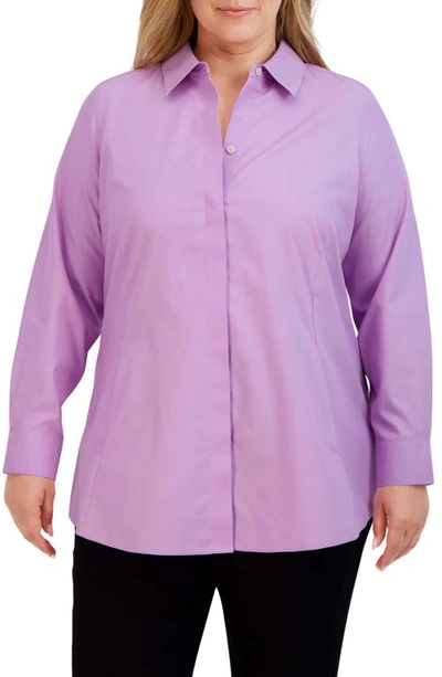 Foxcroft Cole Roll Sleeve Button-up Shirt In Soft Violet