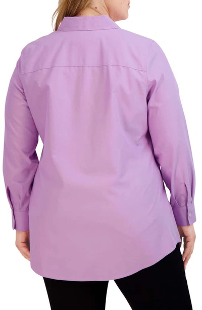 Foxcroft Cole Roll Sleeve Button-up Shirt In Soft Violet