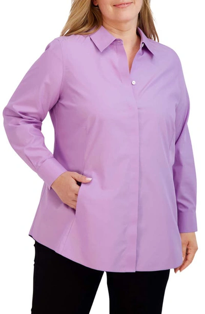 Foxcroft Cole Roll Sleeve Button-up Shirt In Soft Violet