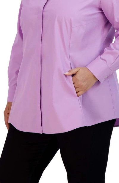 Foxcroft Cole Roll Sleeve Button-up Shirt In Soft Violet