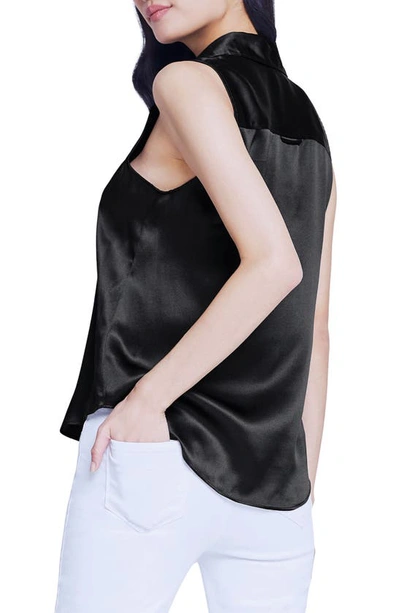 Shop L Agence L'agence Emmy Sleeveless Silk Blouse In Black