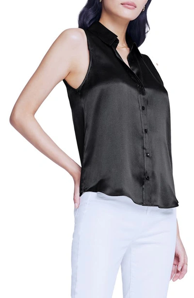 Shop L Agence Emmy Sleeveless Silk Blouse In Black