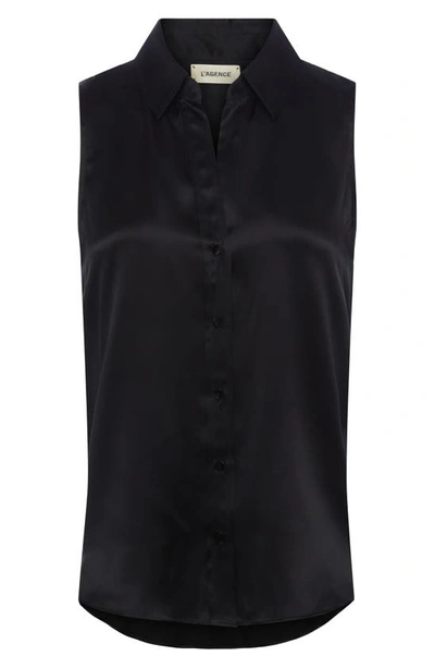 Shop L Agence L'agence Emmy Sleeveless Silk Blouse In Black